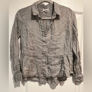 100% Linen high low blouse